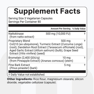 Nattokinase 10000FU — Heart Health, Blood Flow & Arterial Support